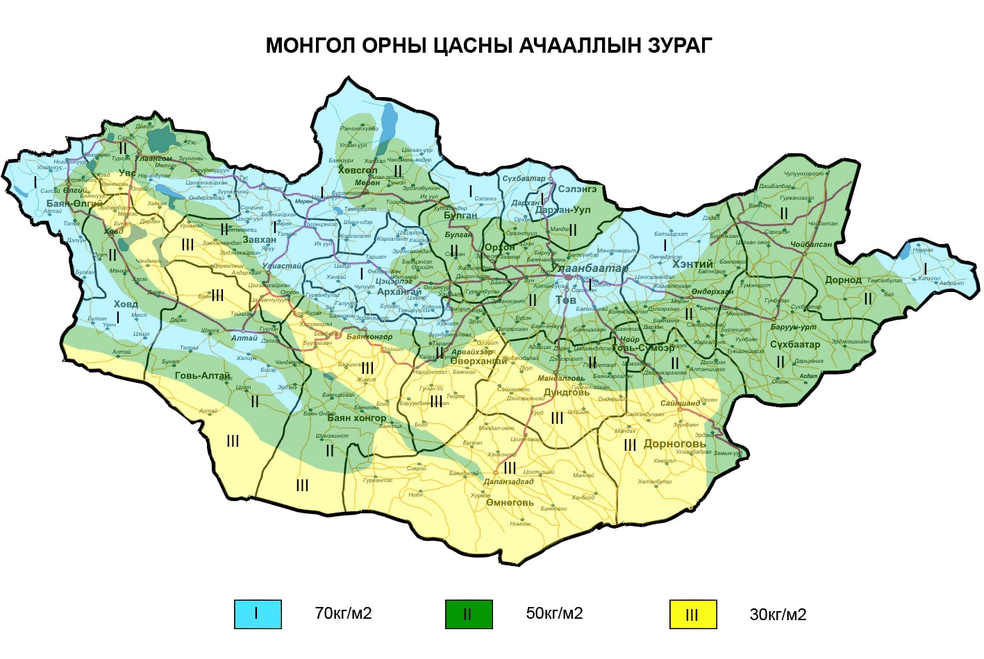 Карта районов снеговых нагрузок